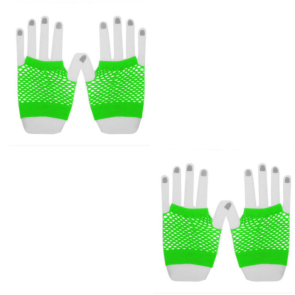 US 2~4 Pairs Women Short Fishnet Glove Sexy Gothic Party Mesh Fingerless Gloves