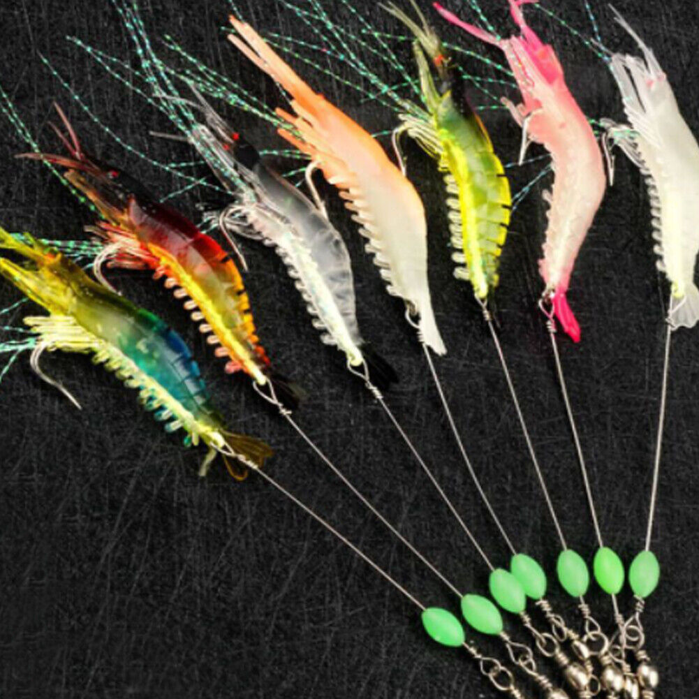 US 14-28Pack Soft Luminous Artificial Shrimp Lure Set Shrimp Bait Shrimp Fishing