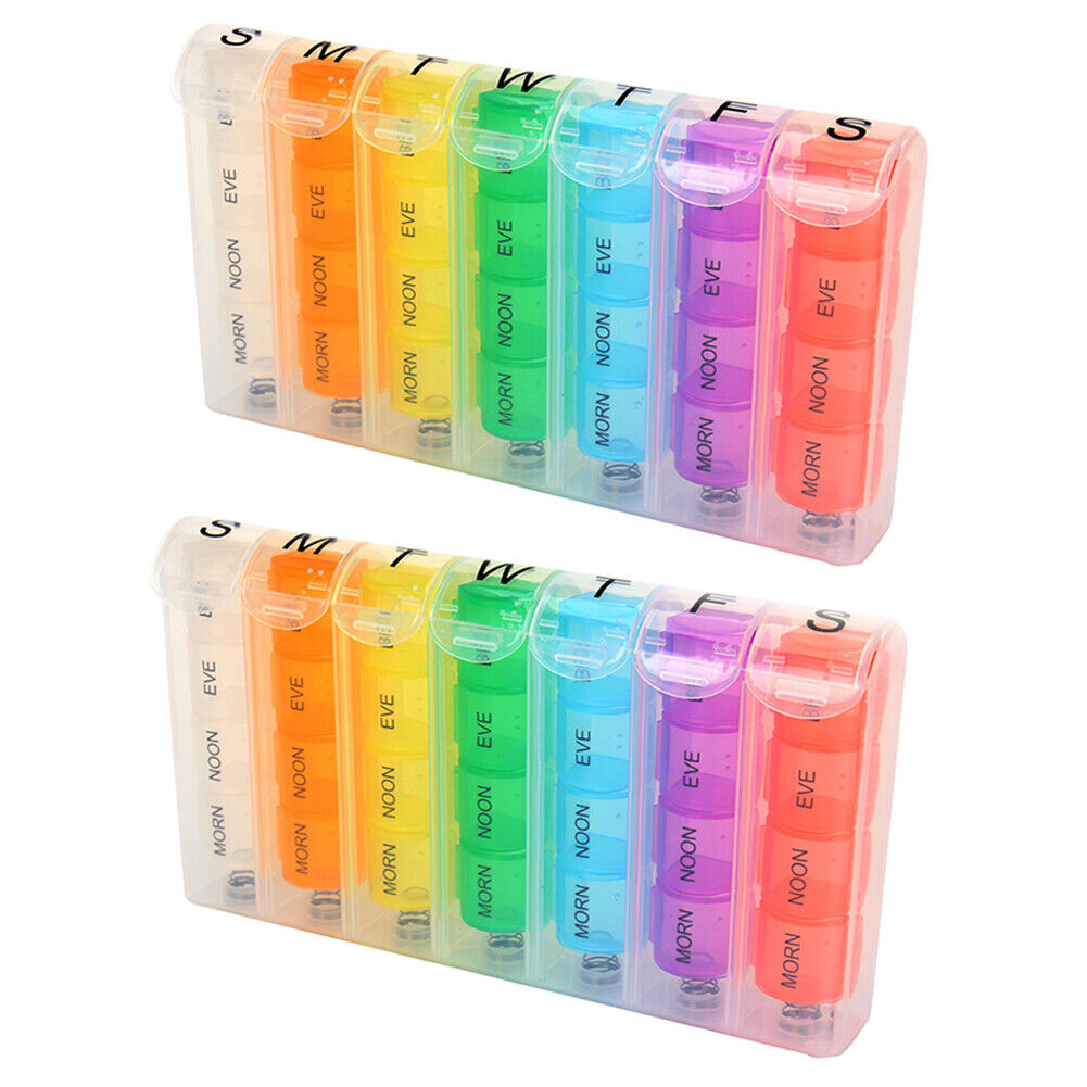 US 2-4 Pack Weekly Pill Organizer Planner 7 Day Container Medicine Pop Up