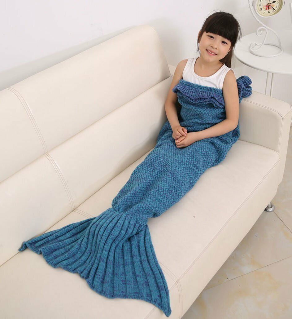 Little Girls Cute Flounced Mermaid Tail Blanket Sleeping Bags