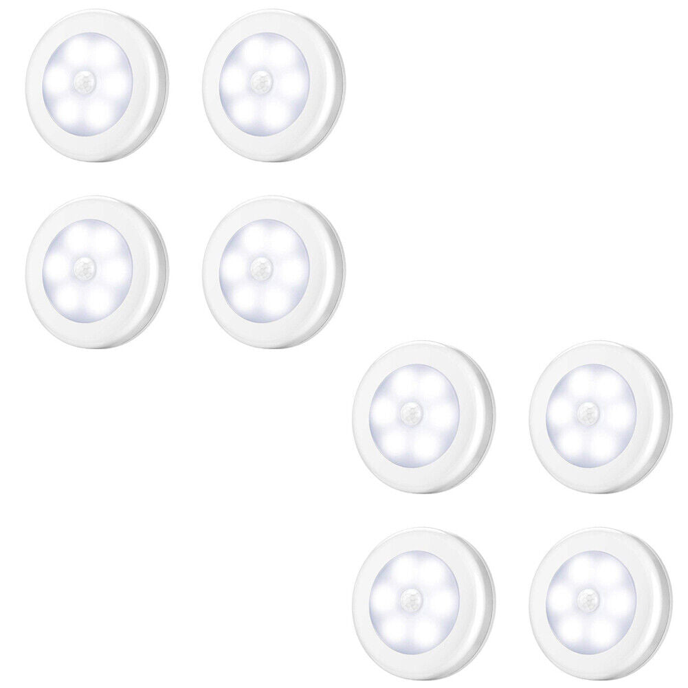US 4-8 Pcs Motion Sensor Light Closet Battery Powered LED Night Step Indoor Wall