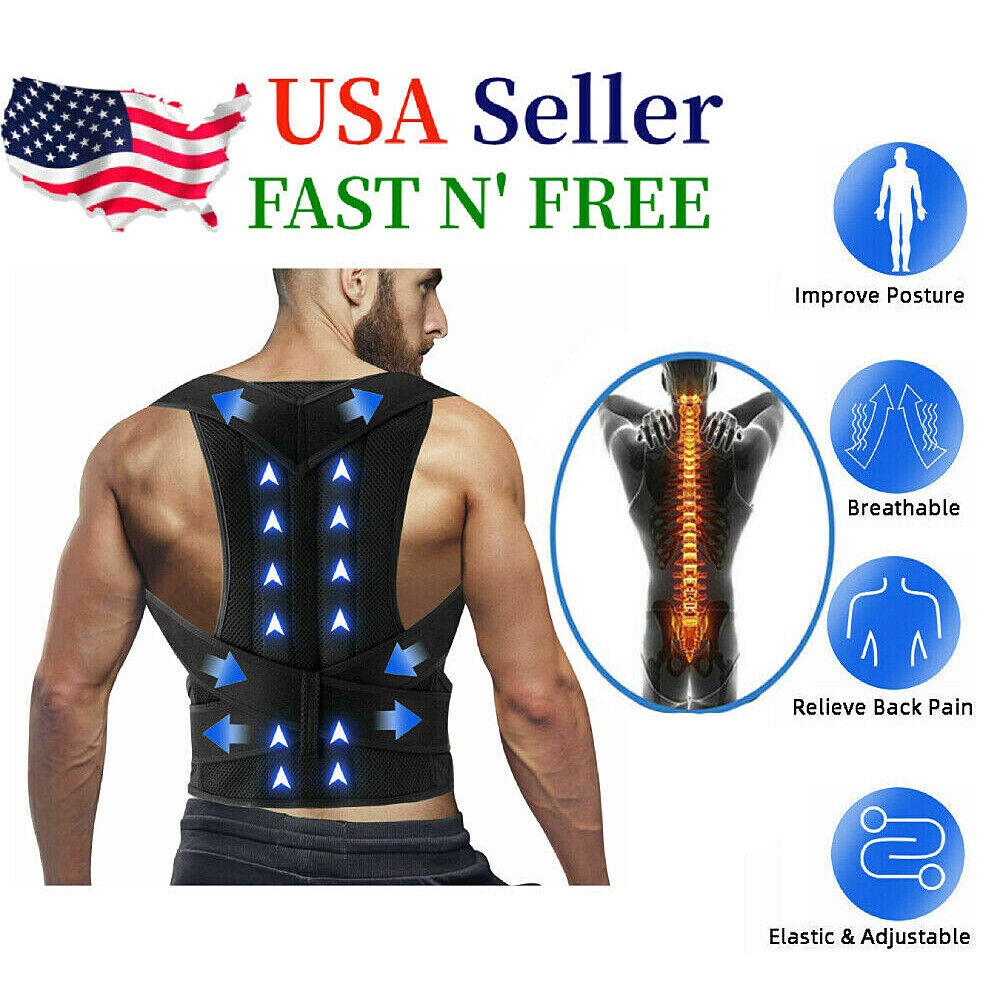 US Men Adjustable Shoulder Brace Posture Corrector Belt Posture Low Back Support