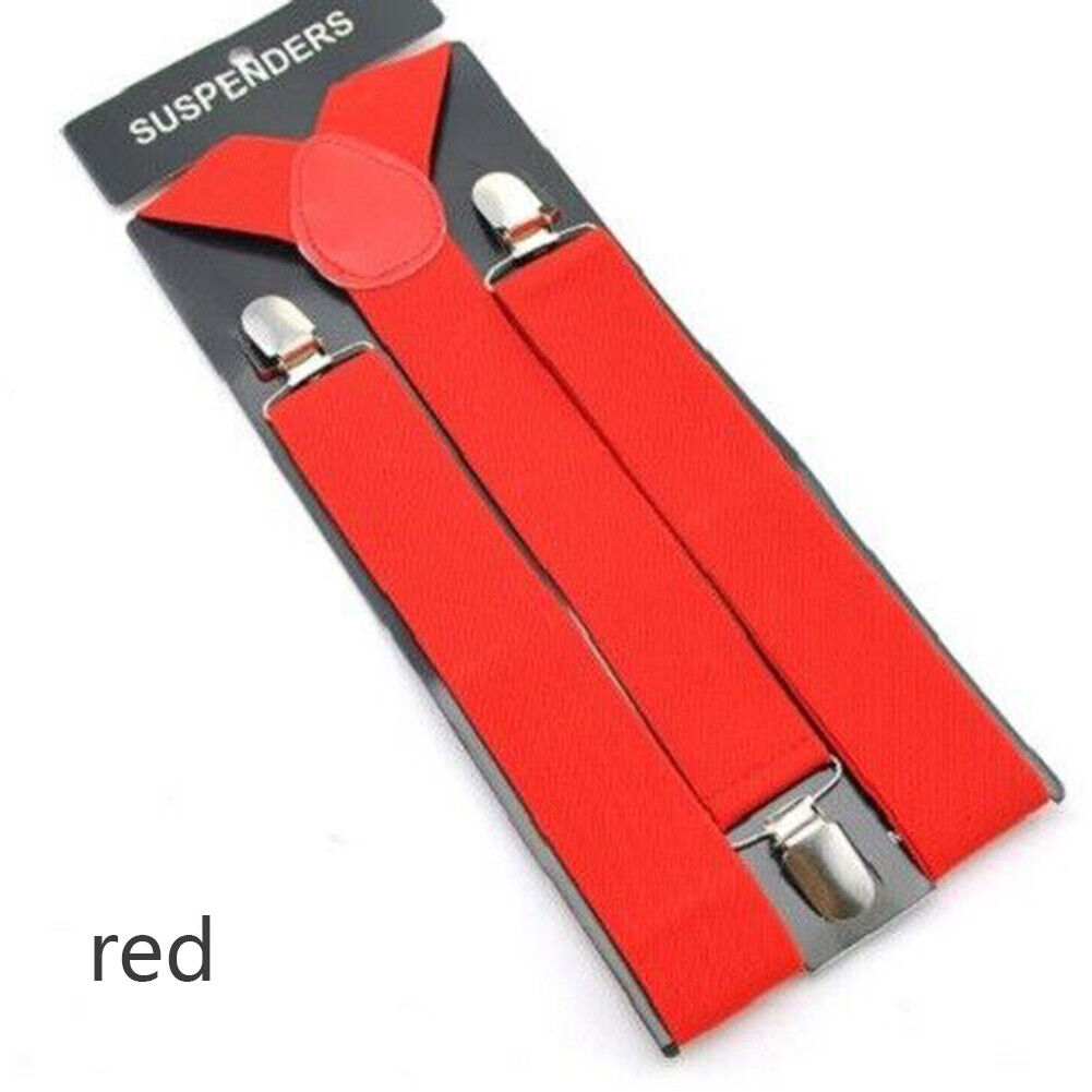 US 4 Pack Wide Suspenders For Mens Adjustable Clip-On Y-Back Heavy Duty Black