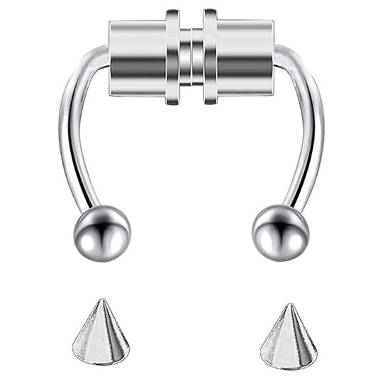 US 1-2 Pcs Magnetic Septum Nose Ring Stainless Steel Fake Non Piercing Nose Clip