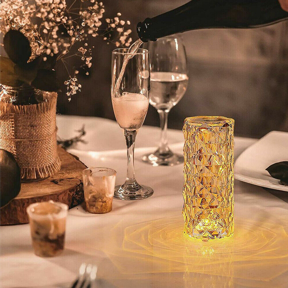 US 1-2 Pack LED Crystal Lamp Rose DiamondTouch Atmosphere Night Light for Bar