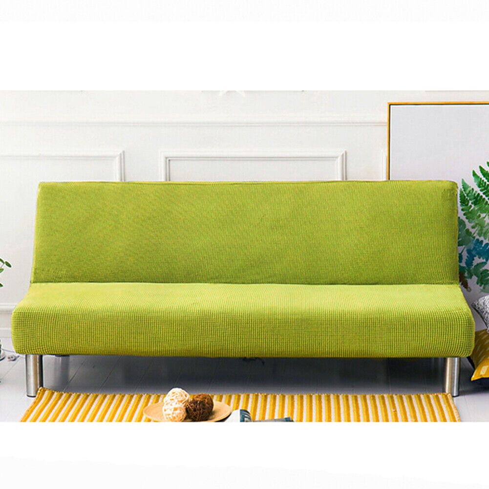 US Stretch Solid Color Futon Slipcover Full Or Queen Size Armless Sofa Bed Cover