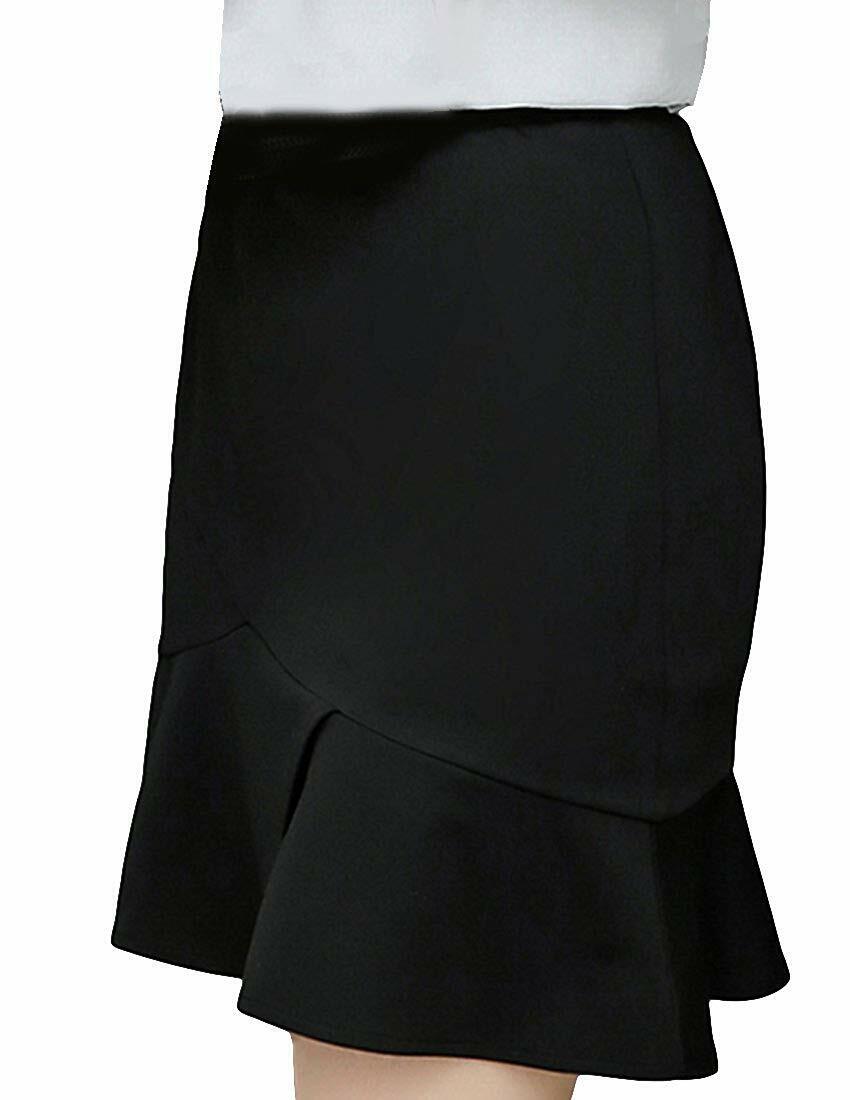 MFrannie Women Stretchy Tiered Flouncing Lined Fishtail Chiffon Skirt