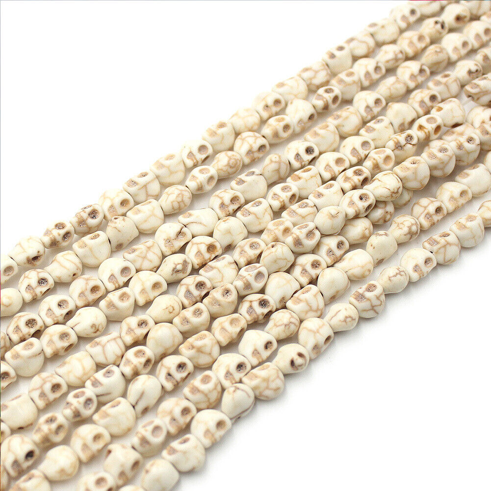 US Howlite Skull Beads Dyed Skull Shaped Beads - Available in 8mm 10mm 18mm