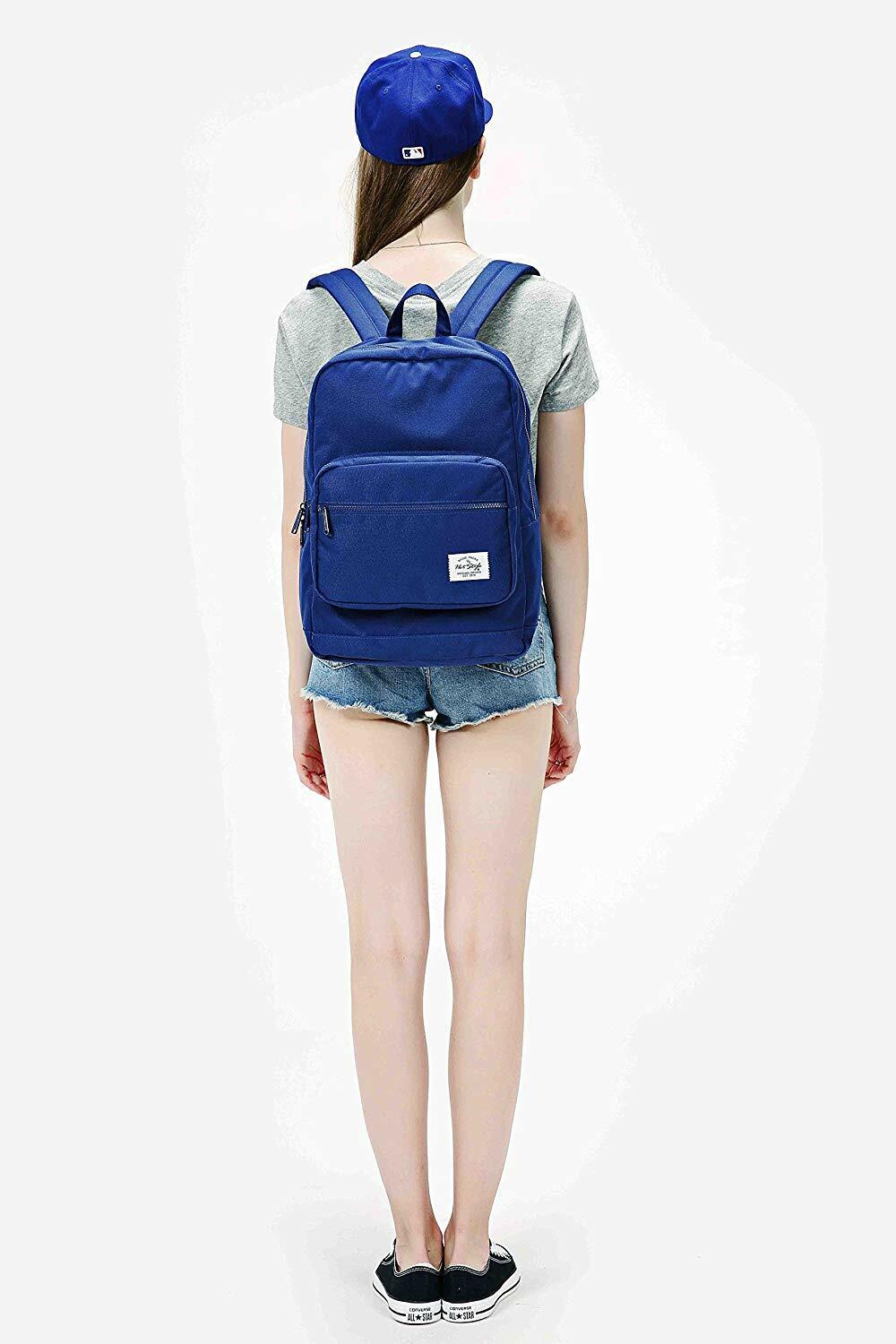 ALVIMAX Plain School Backpack Book Bag | 16.5"x12"x6" | Holds 15.6-inch Laptop