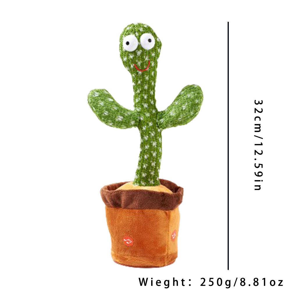 US 1-2 Pcs Tiktok Dancing Cactus Repeat Talking Plush Toy Singing Education Deco