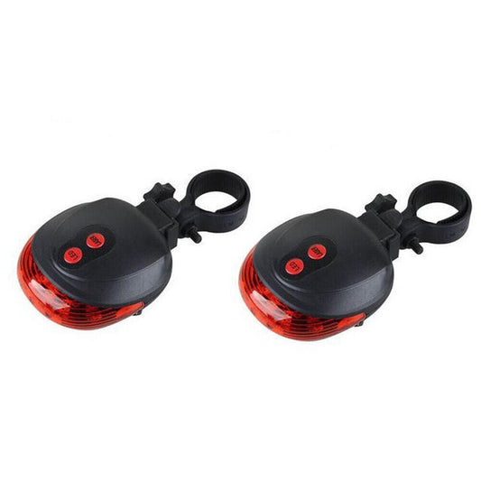 US 2-4 Pack 5 LED 2 Laser Bike Bicycle Light Rear Flashing Safety Warning Lamp