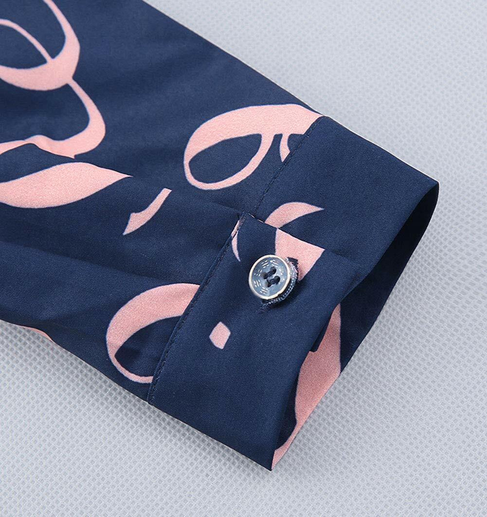 Women's Button Down Long Sleeve Printed Shirt Tailored Blouse
