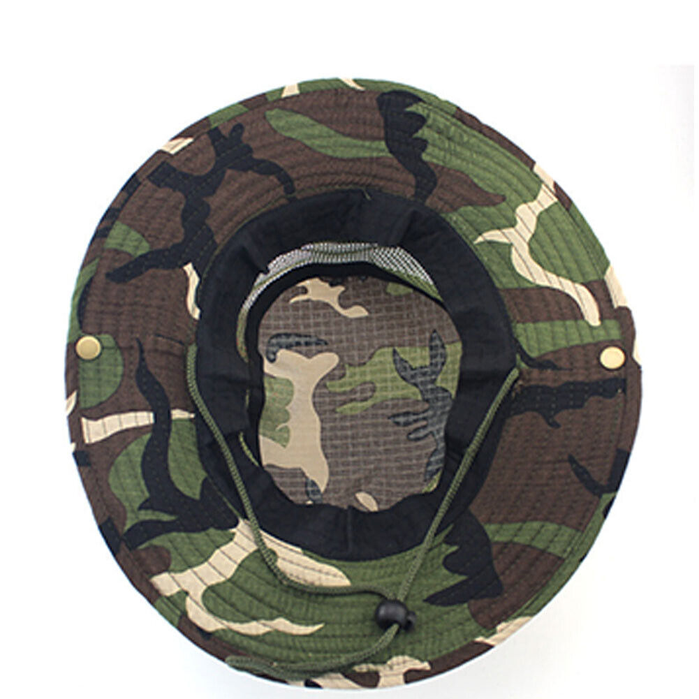 US 1-2 Pcs Boonie Bucket Hats Outdoor Fishing Hunting Wide Brim Mesh Camo Safari