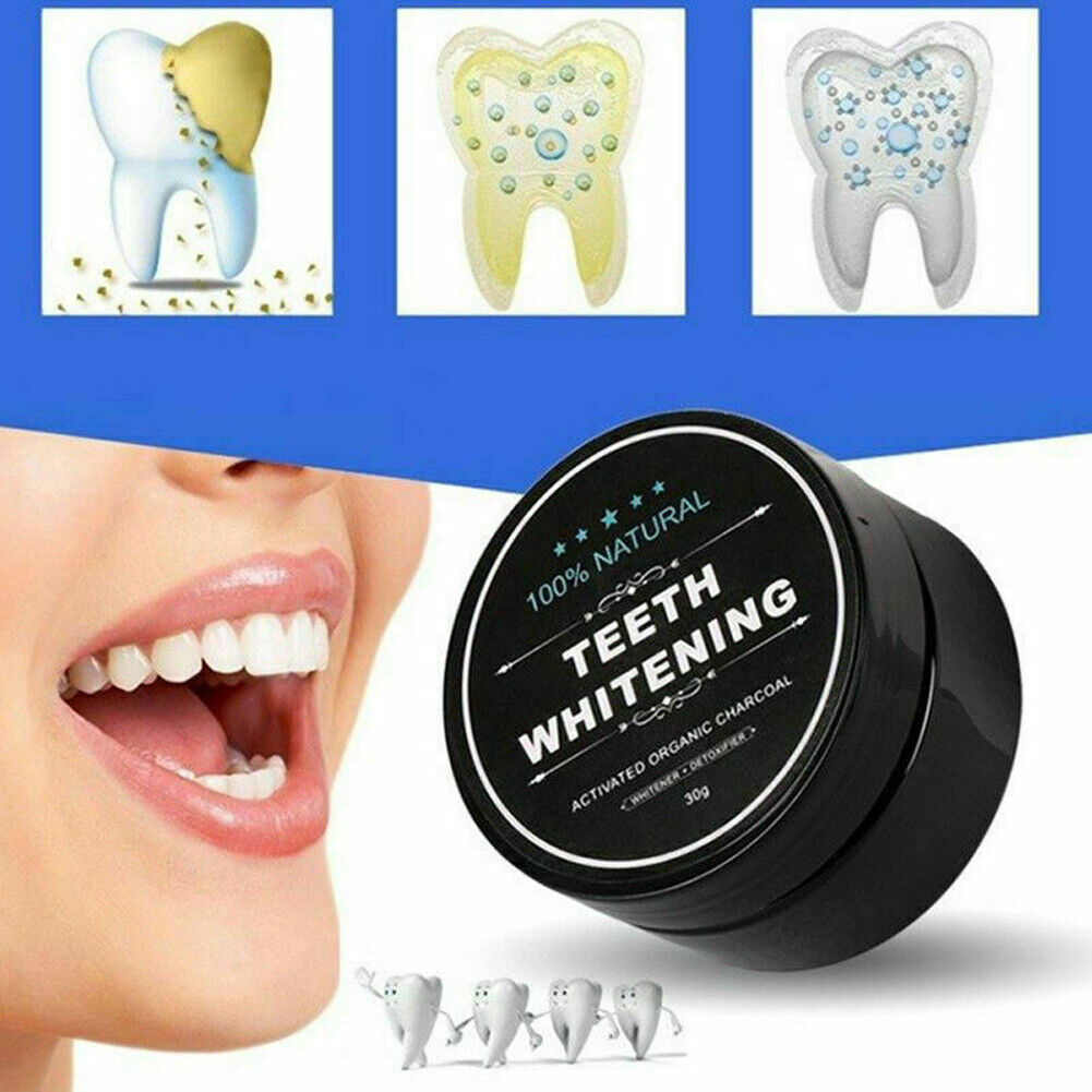US 2-4Pc Activated Charcoal Teeth Whitening Powder Organic Coconut Removes Stain