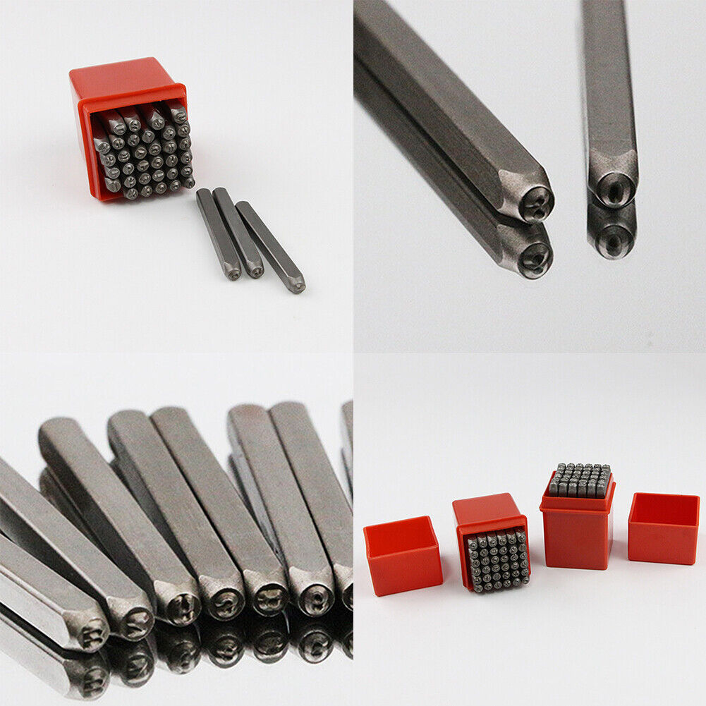 US 36 Piece 1/4" Steel Letter & Number Stamping Set Metal Stamp Alphabet Numeral
