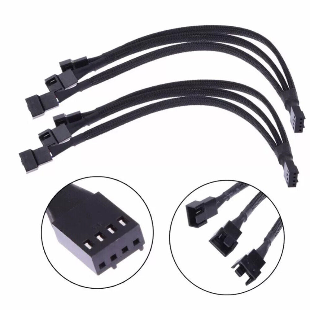US 4-8 Pack 4 Pin 1 to 3 Way PWM Case PC Fan Splitter Cable Hub Power Adapter