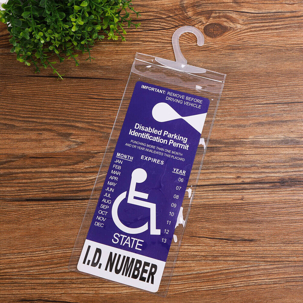 US Handicap Placard Holder Disabled Parking Permit Protector Mirror Tag Hang