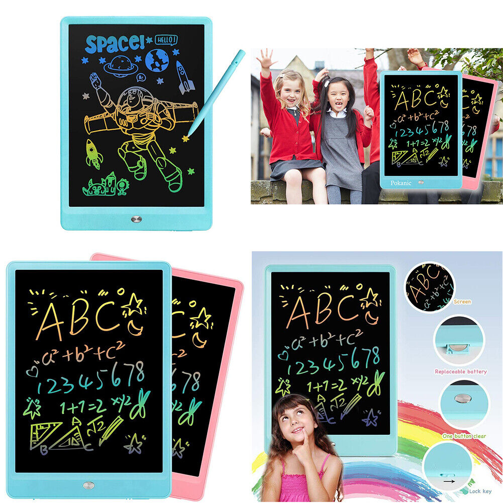 US 1-2 Pack 10 Inch LCD Kids Drawing Tablet Doodle Colorful Board Writing Toy