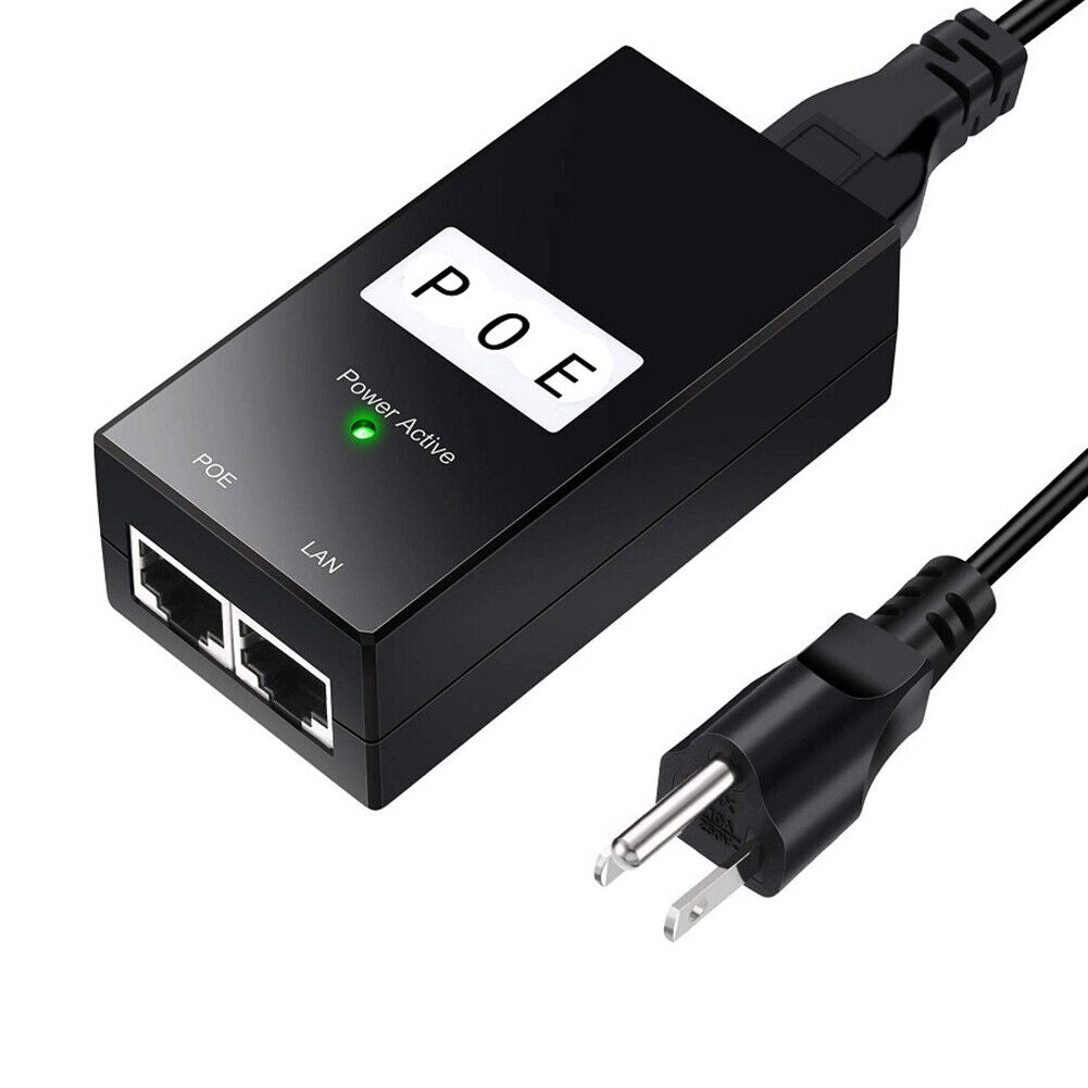 US POE Injector 48V 24W PowerOver Ethernet Adapter IP Phone Camera IEEE 802.3af