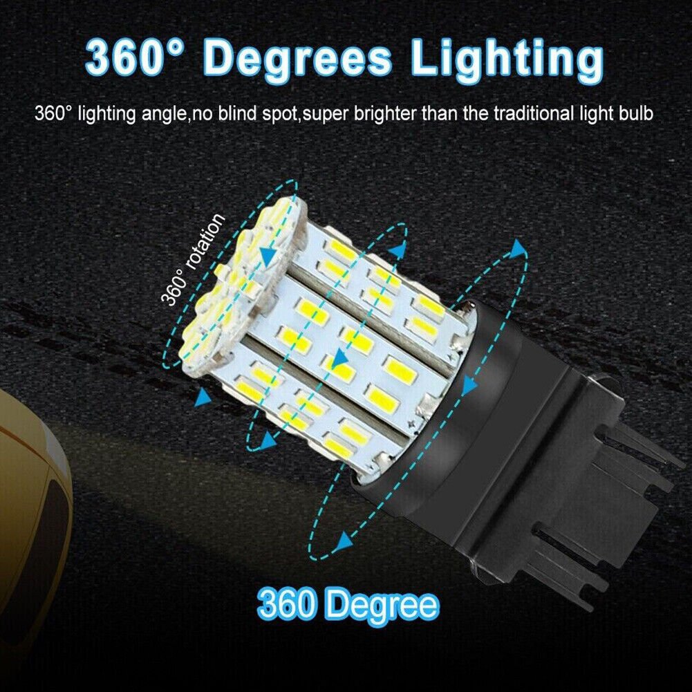 US 8-16 Pcs 3157 3156 64SMD LED Reverse Brake Turn Signal Light Bulb 6000K White