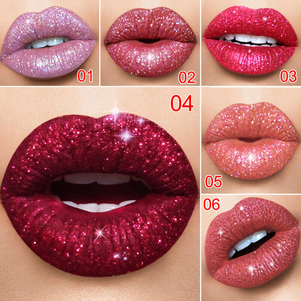 US 6-12 Pc Set 6 Color Glitter Liquid Lipstick Waterproof Long Lasting Lip Gloss