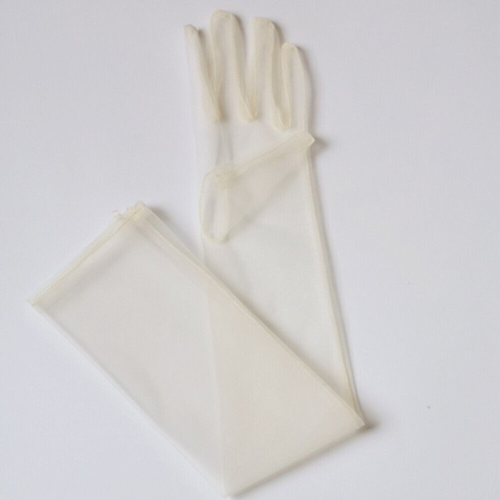 US 1~2 Paris 27'' Wedding Bridal Prom Sheer Tulle Long Elbow Gloves Party Opera