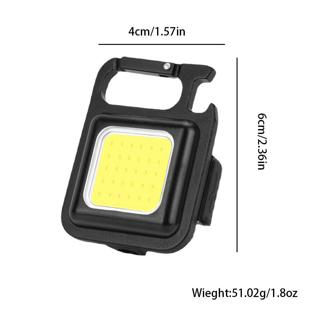 US 1-2 Pcs Mini Keychain Flashlight Portable COB Rechargeable Work Light