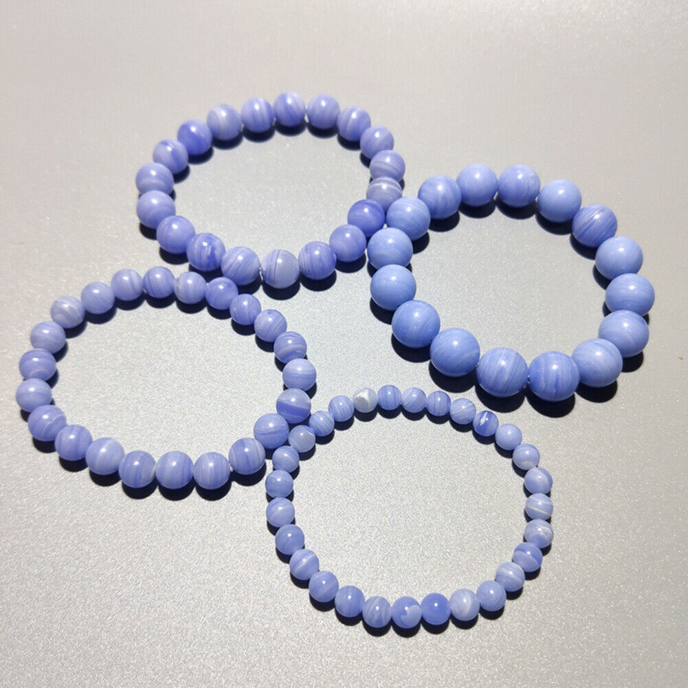 US 6/8/10 MM Purple Blue Lace Stone Beads Round Loose Bulk Beads Jewelry Making