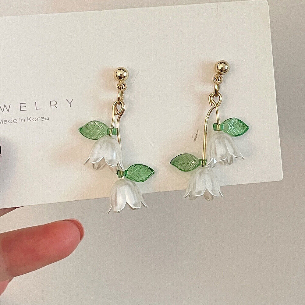 US Lily Of The Valley Chandelier Earrings Flower Floral Handmade Hook Earrings
