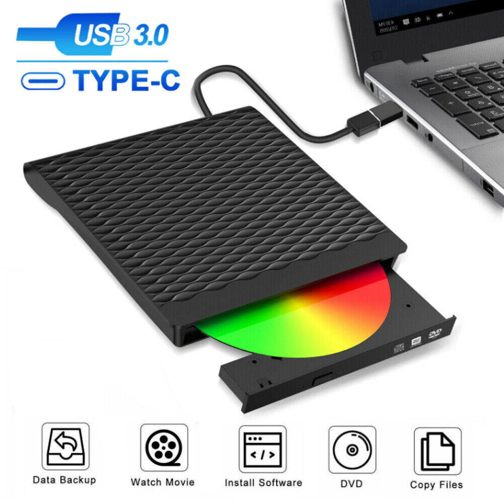 US 1-2 Pack Portable USB 3.0 External CD DVD Drive Burner Writerr Writer Laptop