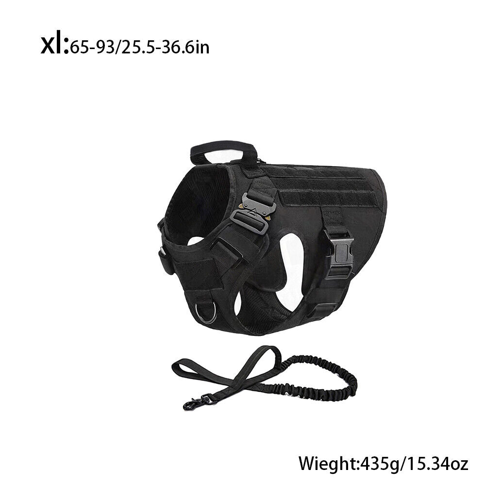 US Tactical Police K9 Training Dog Harness Military Adjustable Nylon Vest Leash