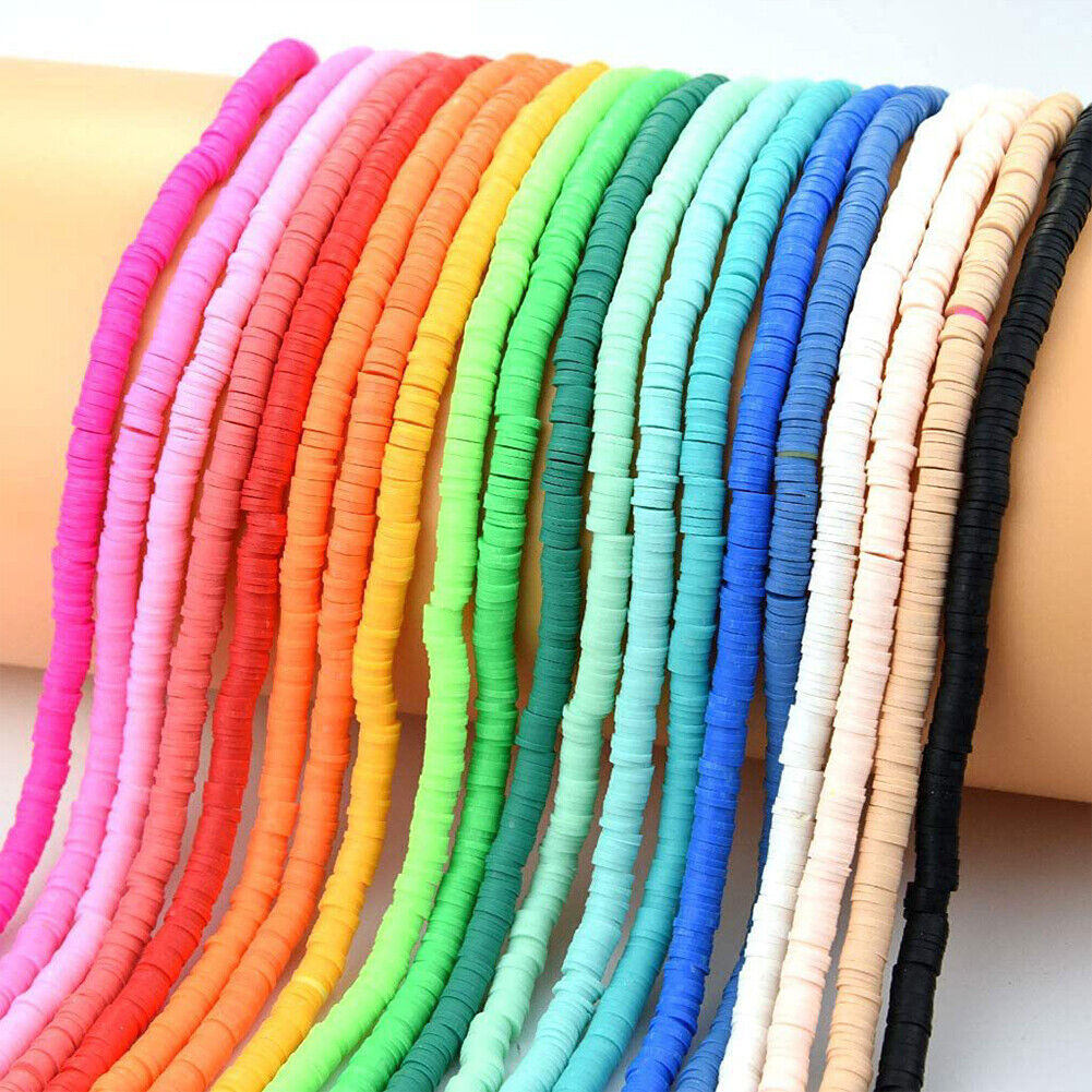 US 10 Strands 6mm Heishi Beads Clay Disc Flat Vinyl Chip Spacer Bead Jewelry DIY