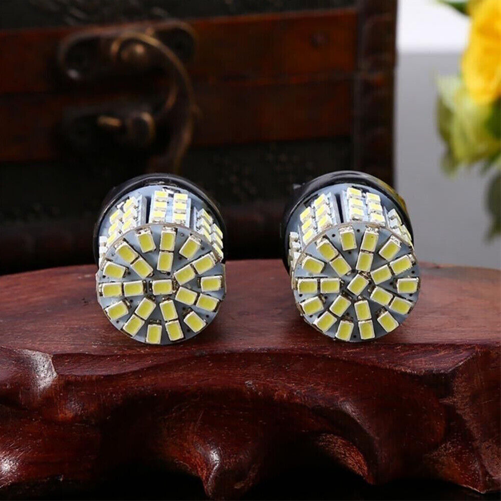 US 8-16 Pcs 3157 3156 64SMD LED Reverse Brake Turn Signal Light Bulb 6000K White
