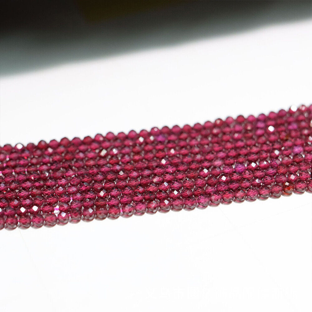 US Natural Garnet Faceted Round Smooth Beads 38cm/14.96'' Strand 2mm 3mm 4mm