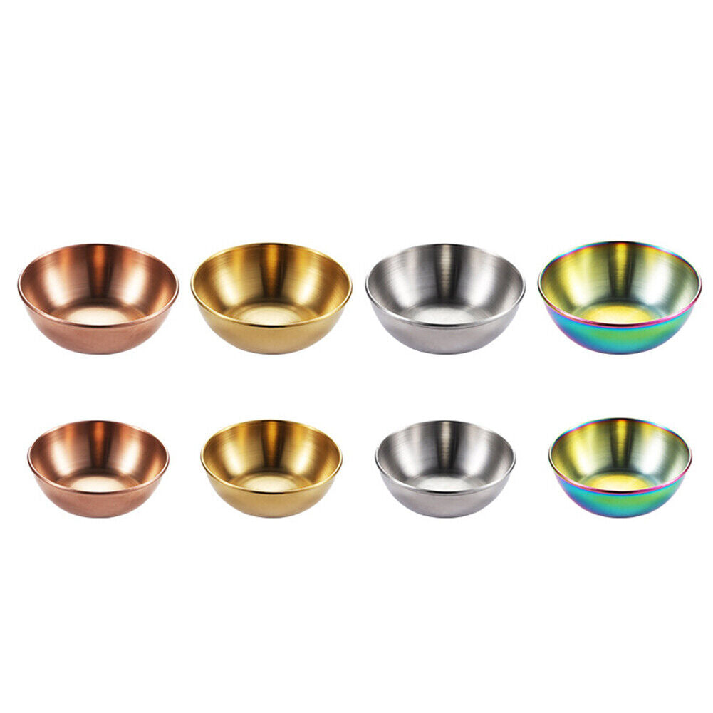 US 8-16 Pc 3.2” Stainless Steel Sauce Dish Saucers Dipping Bowl Appetizer Plates