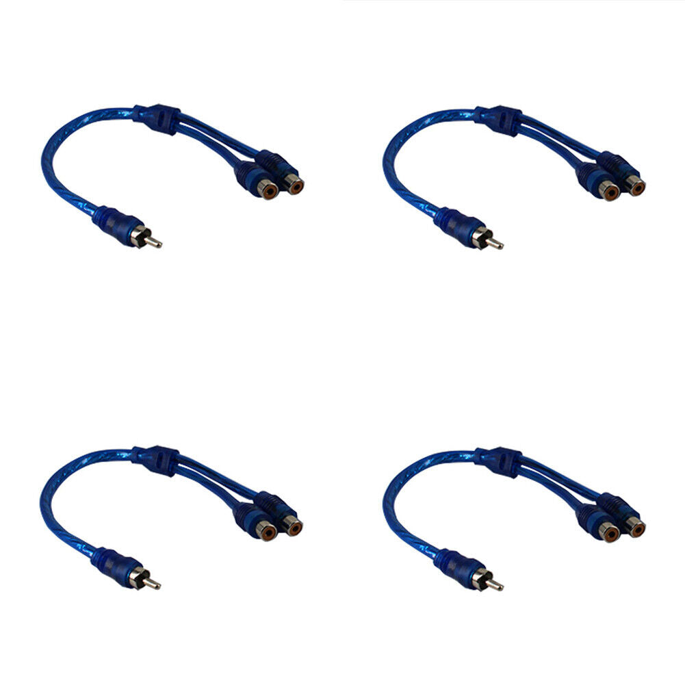 US 2-4 Pack RCA Y Adapter Splitter 1 Female to 2 Male Audio Speaker Stereo Blue