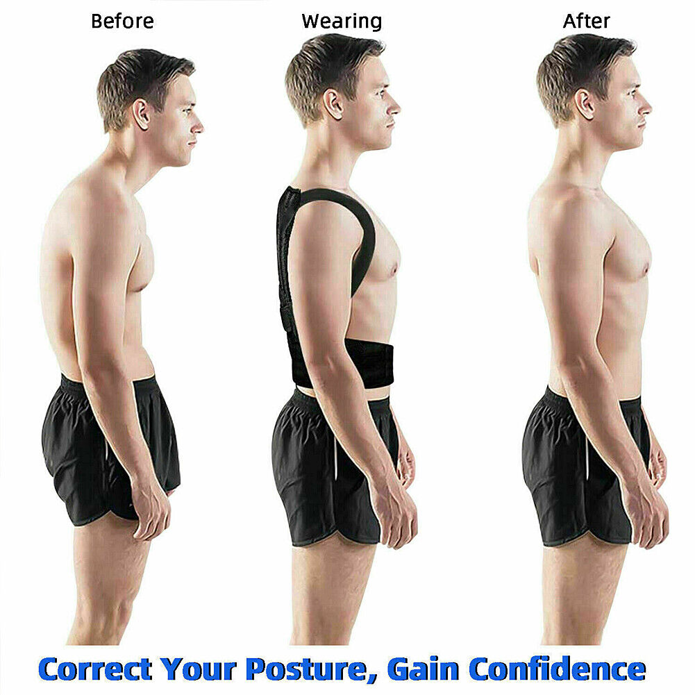 US Men Adjustable Shoulder Brace Posture Corrector Belt Posture Low Back Support