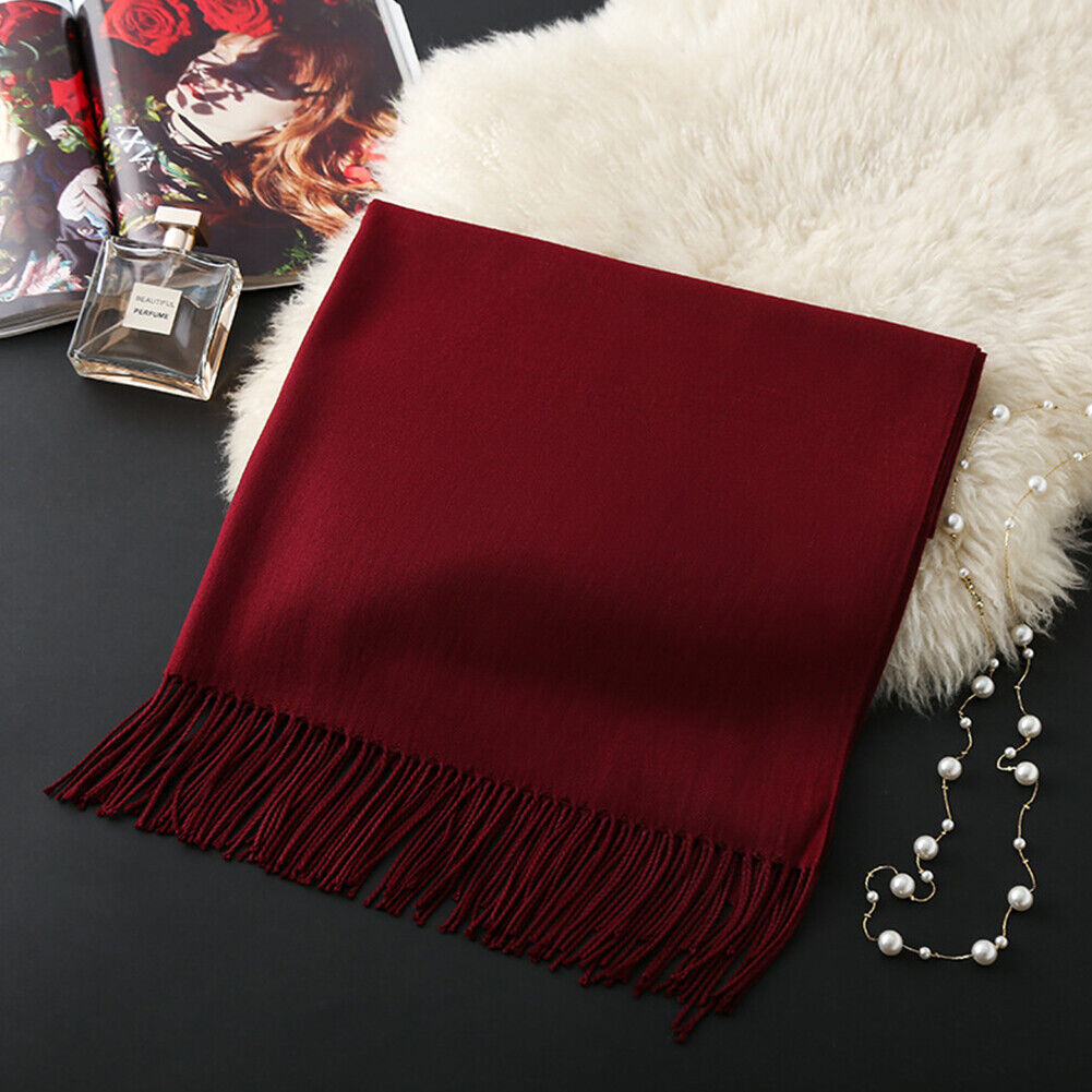 US Oversize Cashmere Scotland Wool Shawl Wrap Solid Blanket Mens Womens Scarf