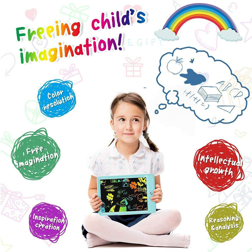 US 1-2 Pack 10 Inch LCD Kids Drawing Tablet Doodle Colorful Board Writing Toy
