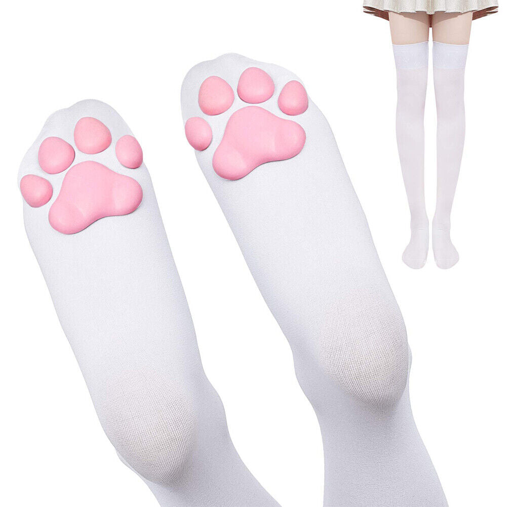 US 3D Kitten Claw Stockings Cat Paw Pad Socks Thigh High Socks For Girl Women
