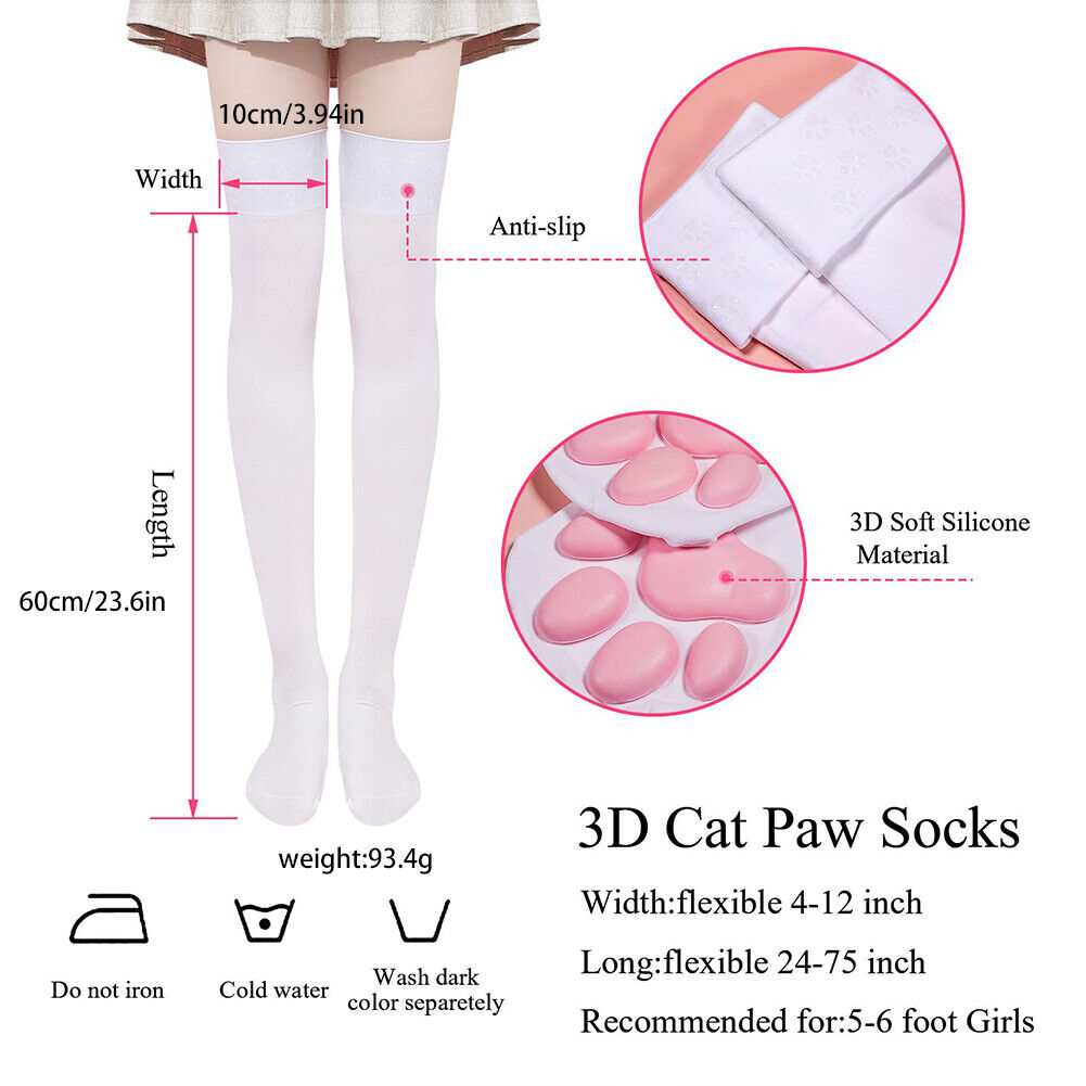 US 3D Kitten Claw Stockings Cat Paw Pad Socks Thigh High Socks For Girl Women