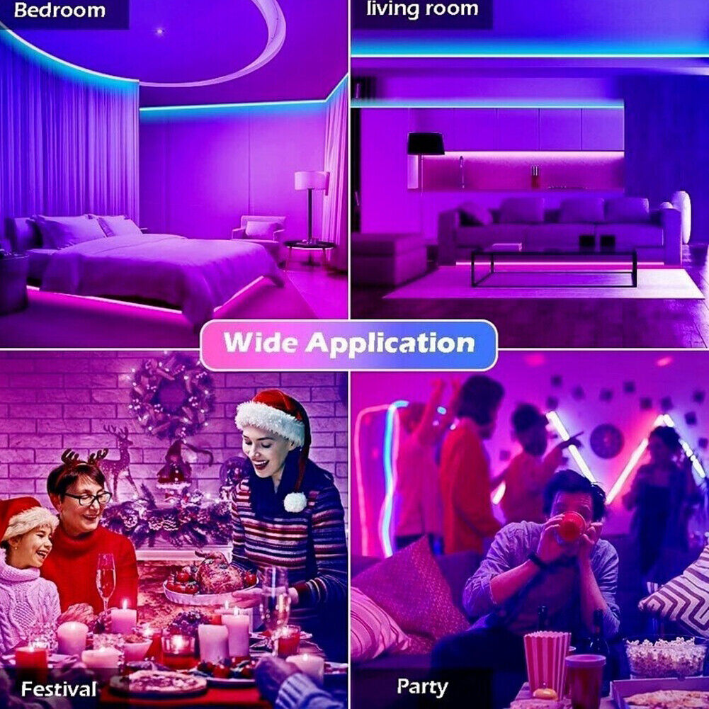 US 10-36 ft LED Strip Lights 5050 RGB Music Sync Bluetooth Room Light