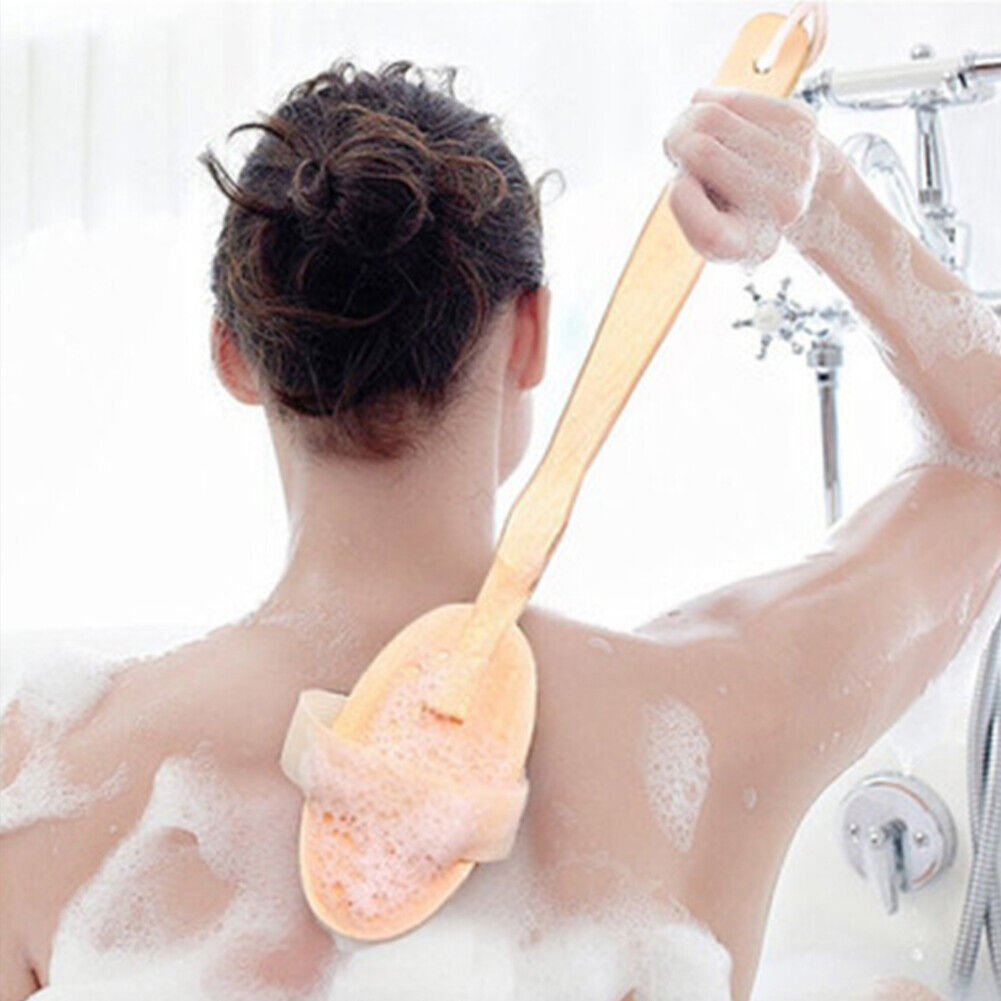 US 2-4 Pcs Premium Natural Bristle Wooden Bath Body Back Dry Skin Brush Scrubber