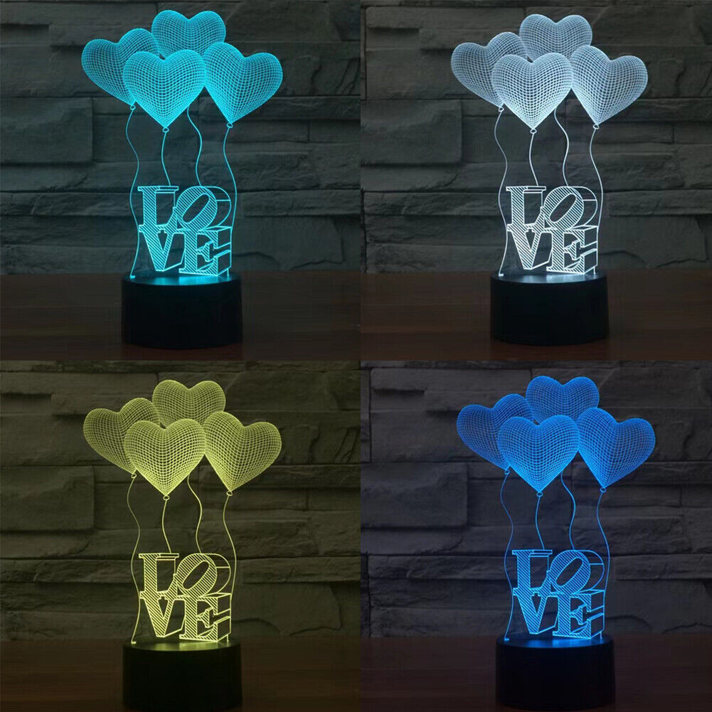 US 1-2 Pack LED Light Gift for Her Girlfriend Wife Woman Love Heart Birthday