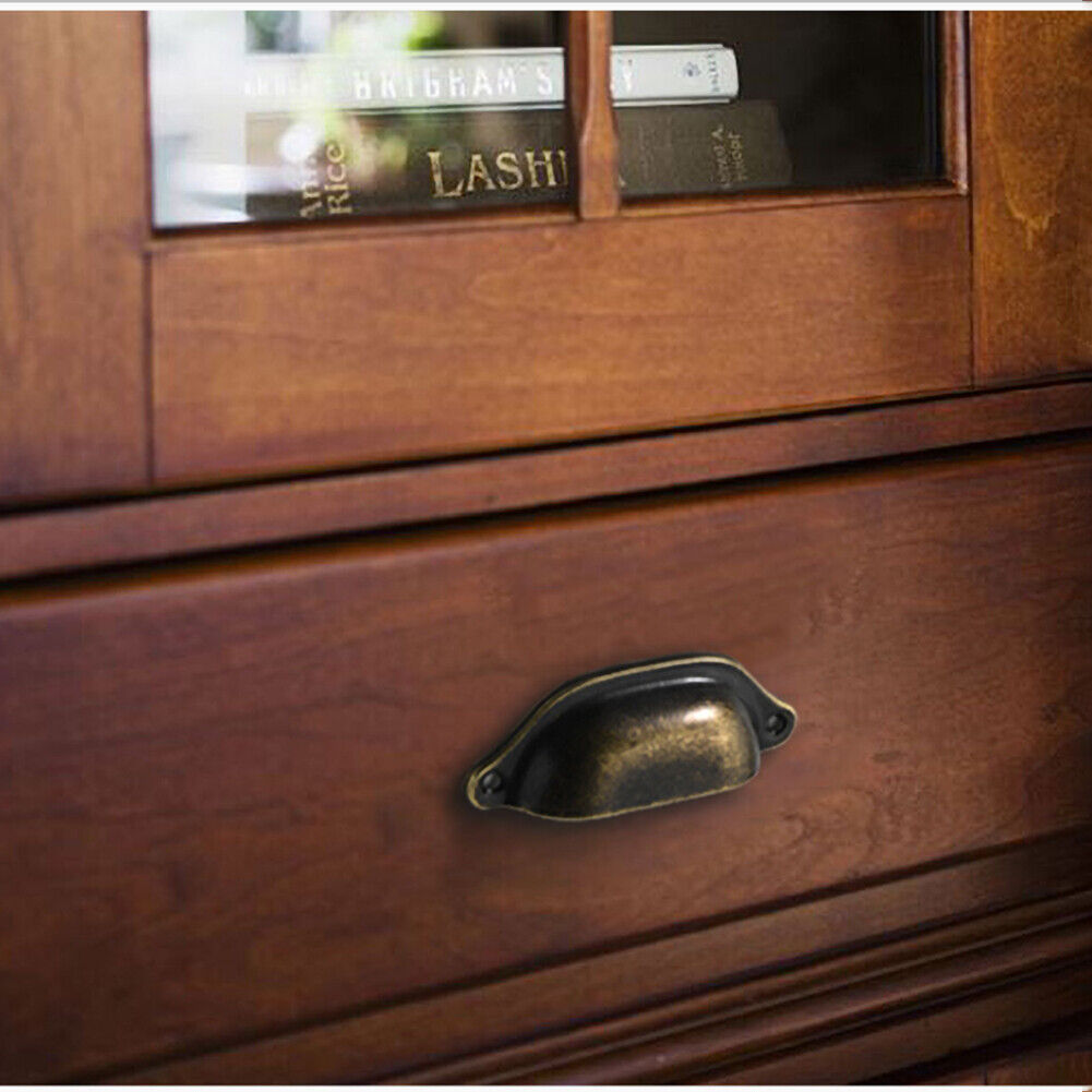 US 20 Pack Cabinet Hardware Antique Iron Shell-shaped Drawer Pulls Cup Handle