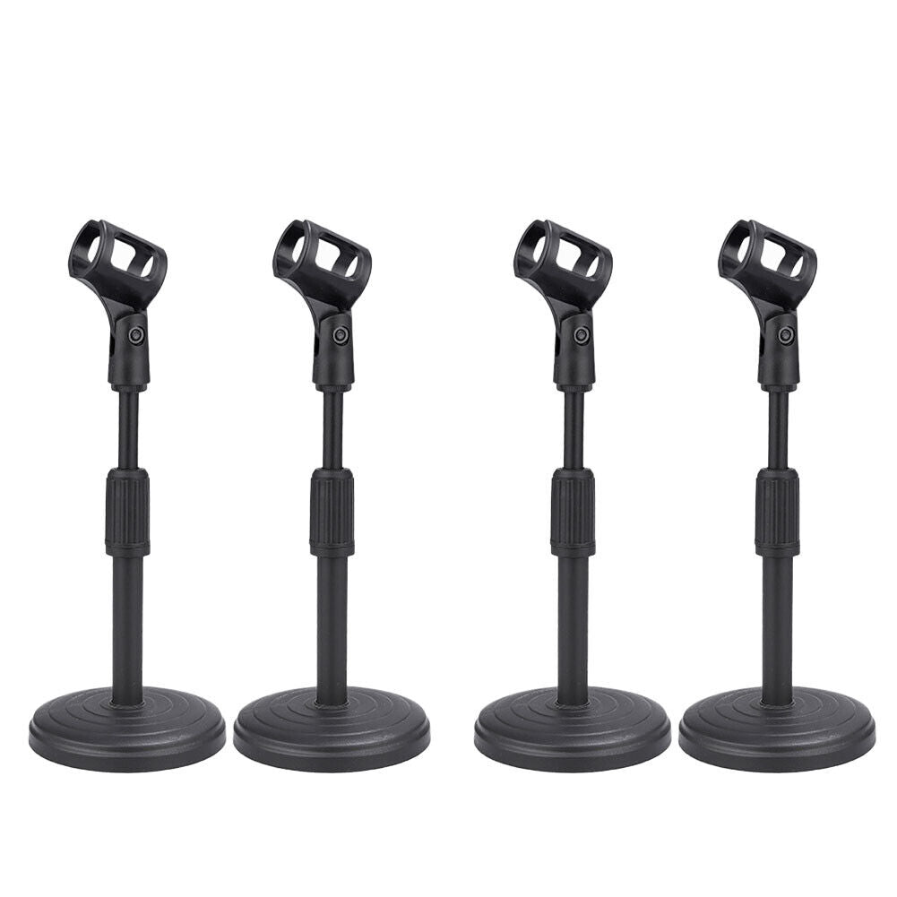 US 2-4 Pcs Adjustable Desktop Microphone Stand Mini Round Base Foldable Mic Clip