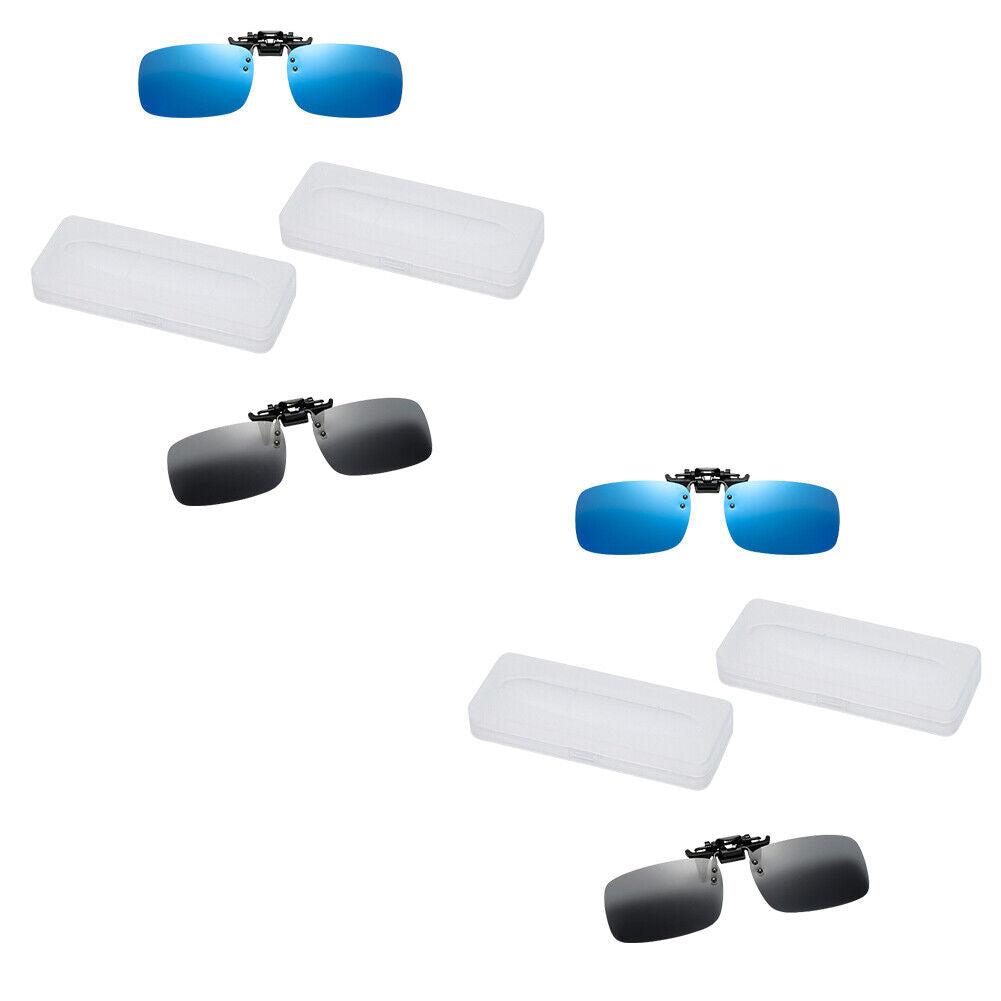 US 2-4 Pc Flip Up Clip On Sunglasses Glasses Polarized Night Vision Driving Len