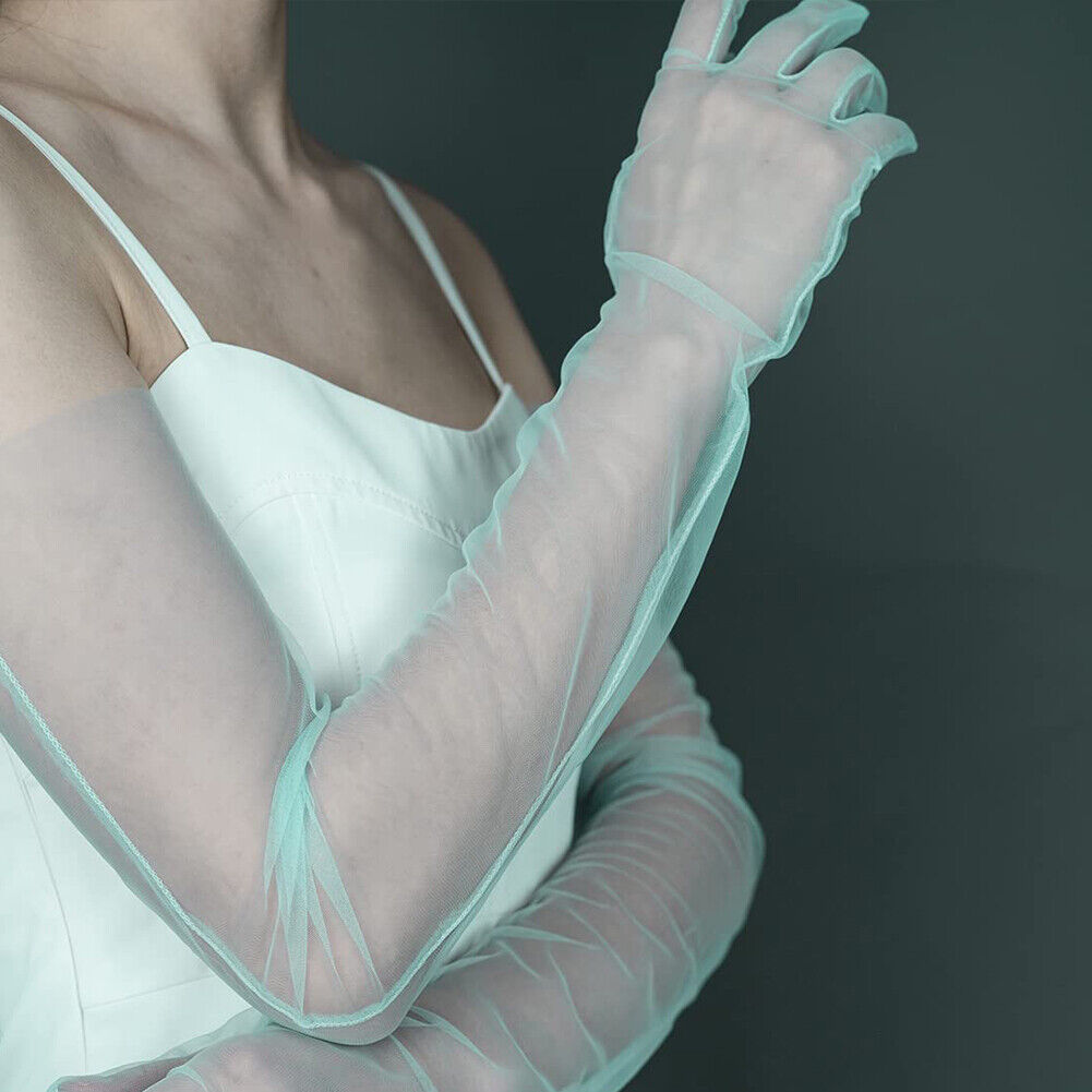 US 1~2 Paris 27'' Wedding Bridal Prom Sheer Tulle Long Elbow Gloves Party Opera