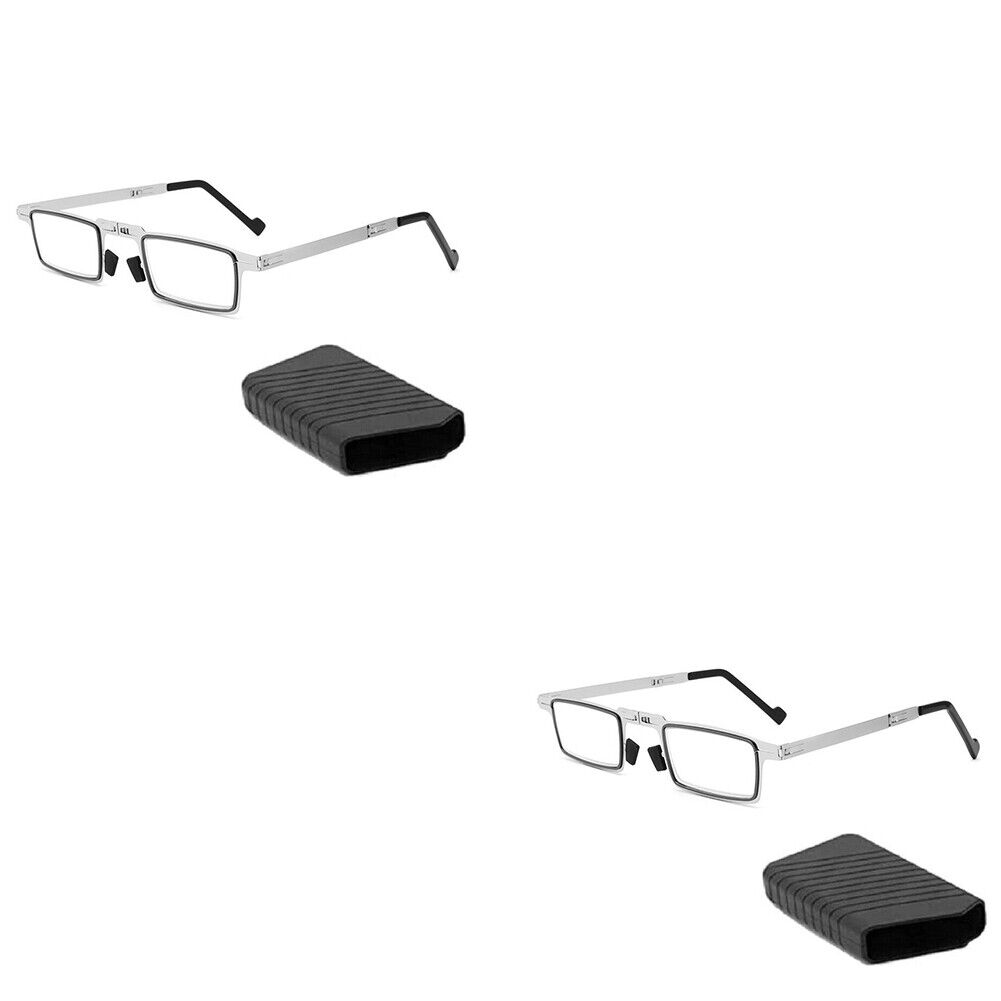 US 2-4Pairs Foldable Light Titanium Material Screwless Anti-Blue Reading Glasses