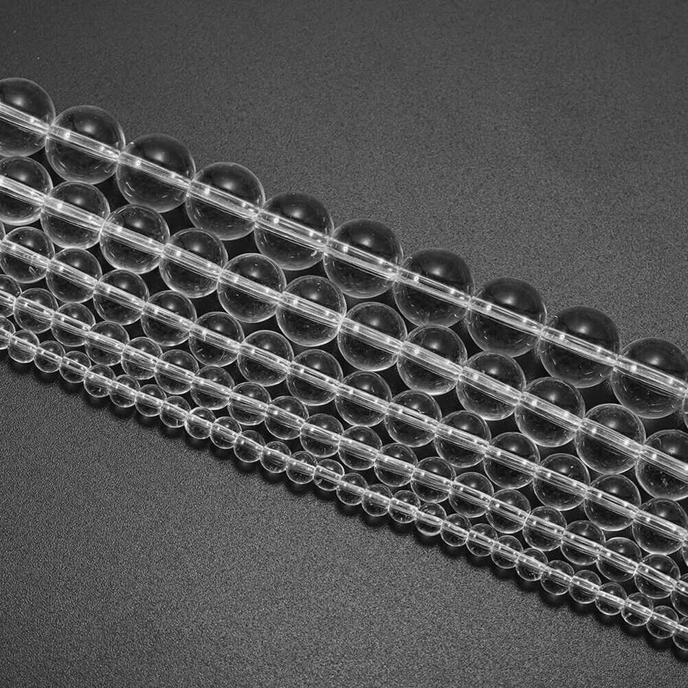 US 6/8/10MM Crystal Quartz Genuine Natural Grade AA Gemstone Round Loose Beads
